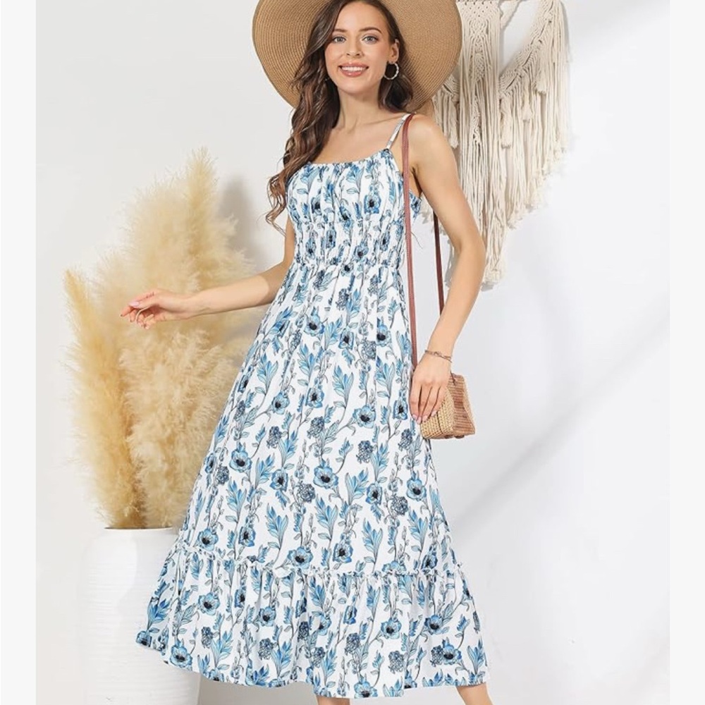 Floral Blue and White Summer Dress